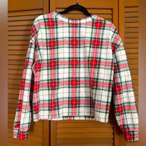 Gap Body Plaid Mock Neck Fleece, small.
